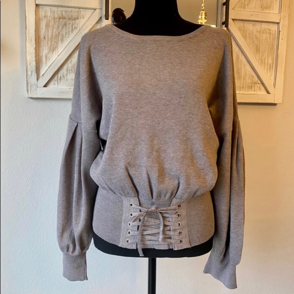 Sweater Knit Top w/Lace Up Hem